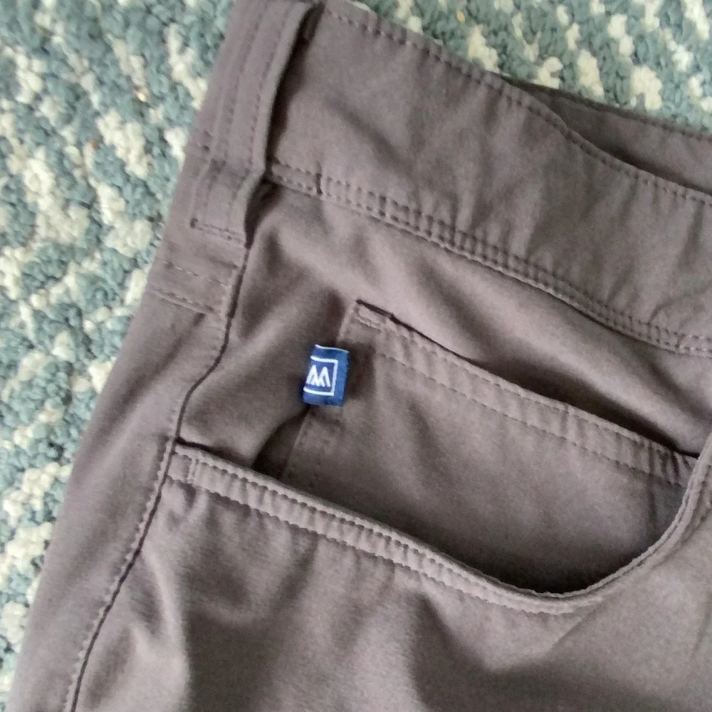 Mizzen+Main Helmsman Pants Mens 36x32 Gray Chino Slim Performance Golf Travel
